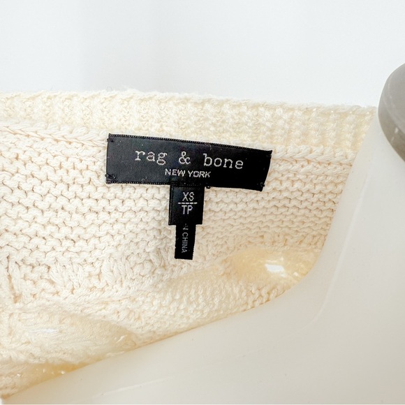 rag & bone V-Neck Sweater in Cream and Tan - Picture 3 of 5